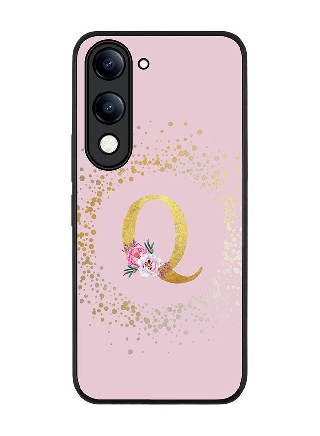 For vivo Y04 / Y29t 5G Case,Slim fit Camera Protection, Shockproof Thin Phone cover  - Custom Monogram Floral - Q  (Pink )
